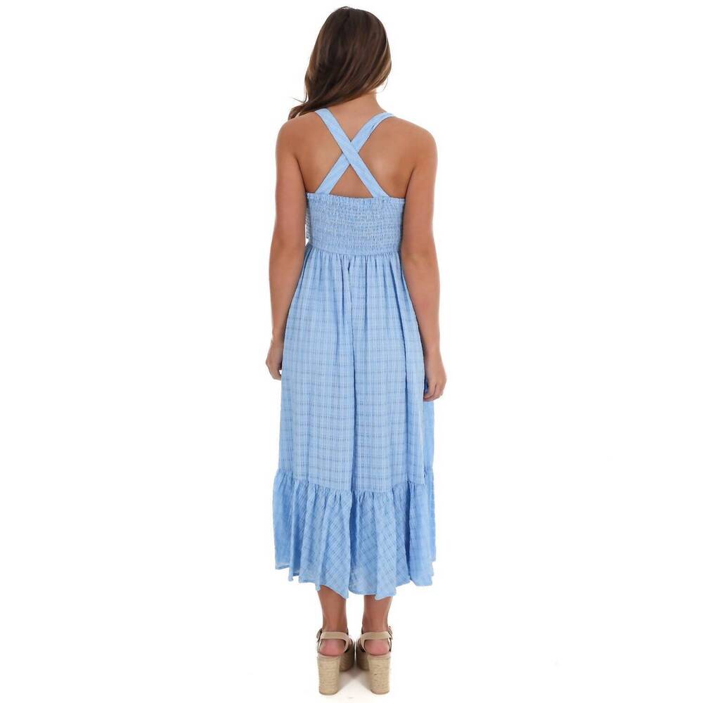NEW IN FEBRUARY better mood textured flare dress in powder blue - Picture 5 of 5